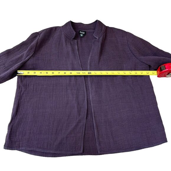 Eileen‎ Fisher Women’s M Open Front Blazer Jacket Purple Textured Dark Academia - Picture 5 of 5